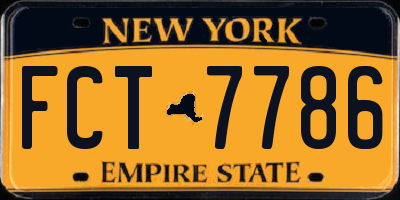 NY license plate FCT7786