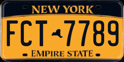 NY license plate FCT7789