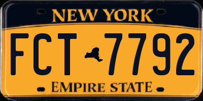NY license plate FCT7792