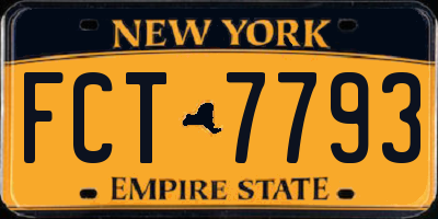 NY license plate FCT7793