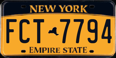 NY license plate FCT7794