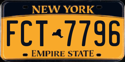 NY license plate FCT7796