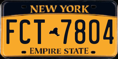 NY license plate FCT7804