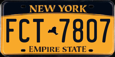 NY license plate FCT7807