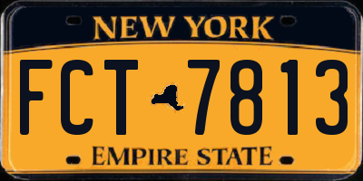 NY license plate FCT7813