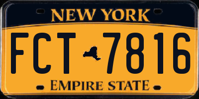NY license plate FCT7816