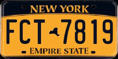 NY license plate FCT7819