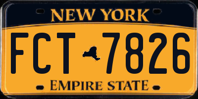 NY license plate FCT7826