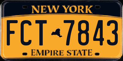NY license plate FCT7843