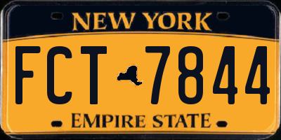 NY license plate FCT7844
