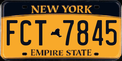 NY license plate FCT7845