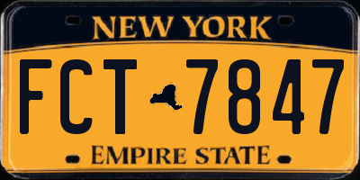 NY license plate FCT7847
