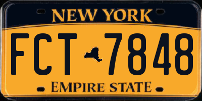 NY license plate FCT7848
