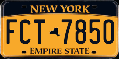 NY license plate FCT7850
