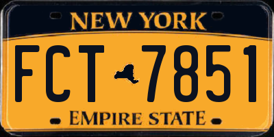 NY license plate FCT7851
