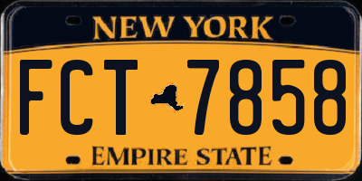 NY license plate FCT7858