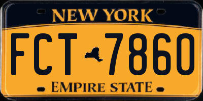 NY license plate FCT7860