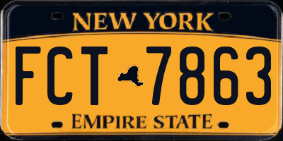 NY license plate FCT7863
