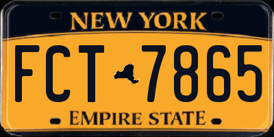 NY license plate FCT7865