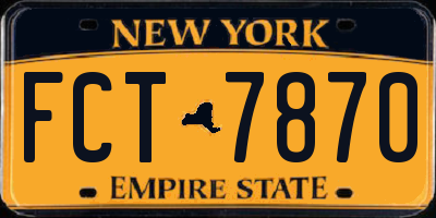 NY license plate FCT7870