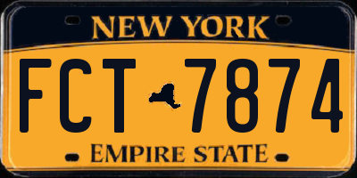 NY license plate FCT7874
