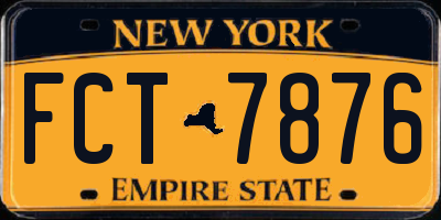 NY license plate FCT7876