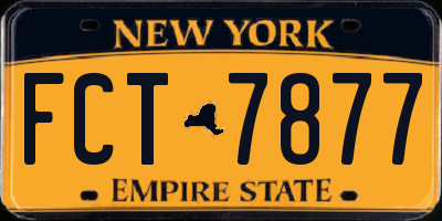 NY license plate FCT7877