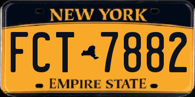 NY license plate FCT7882