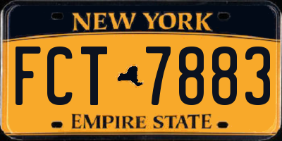 NY license plate FCT7883