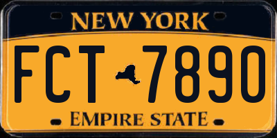 NY license plate FCT7890