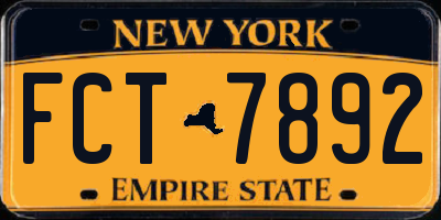 NY license plate FCT7892