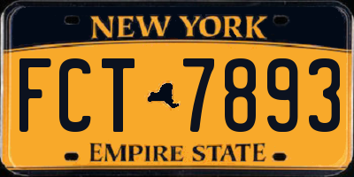 NY license plate FCT7893