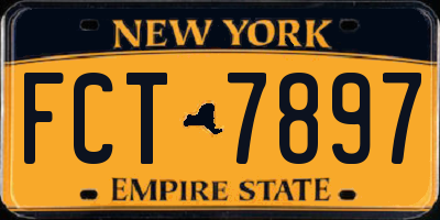 NY license plate FCT7897