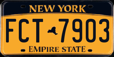 NY license plate FCT7903