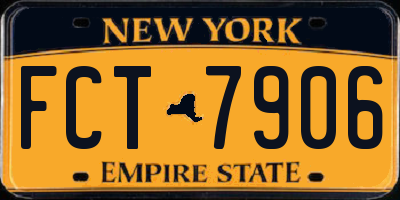 NY license plate FCT7906