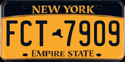 NY license plate FCT7909
