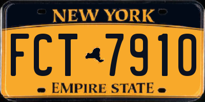 NY license plate FCT7910