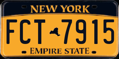 NY license plate FCT7915