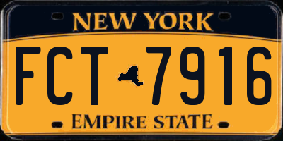 NY license plate FCT7916