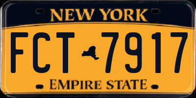 NY license plate FCT7917