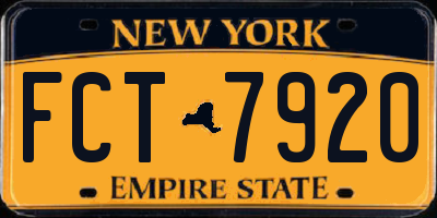 NY license plate FCT7920
