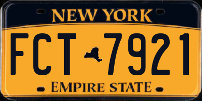 NY license plate FCT7921