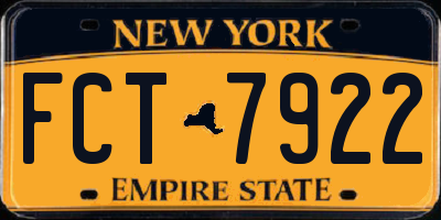 NY license plate FCT7922