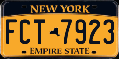 NY license plate FCT7923