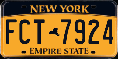 NY license plate FCT7924
