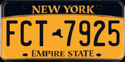 NY license plate FCT7925