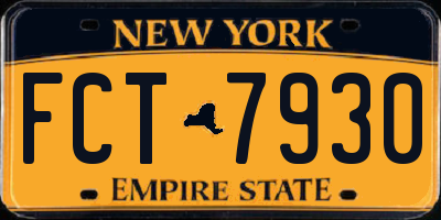 NY license plate FCT7930