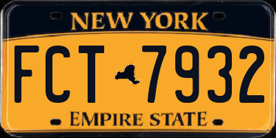 NY license plate FCT7932