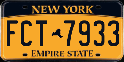 NY license plate FCT7933