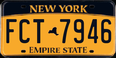 NY license plate FCT7946